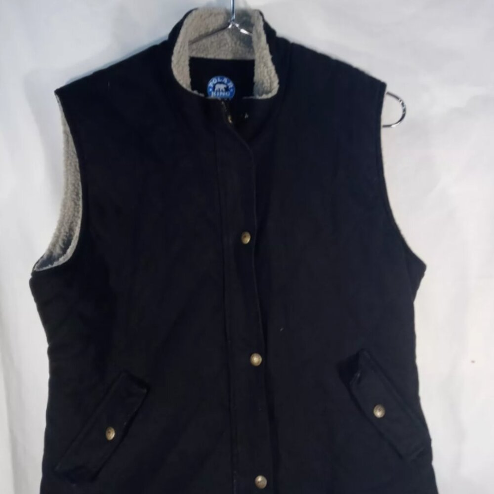 Key Polar King Berber Lined Vest Men's Sz L Black Quilted Stretch